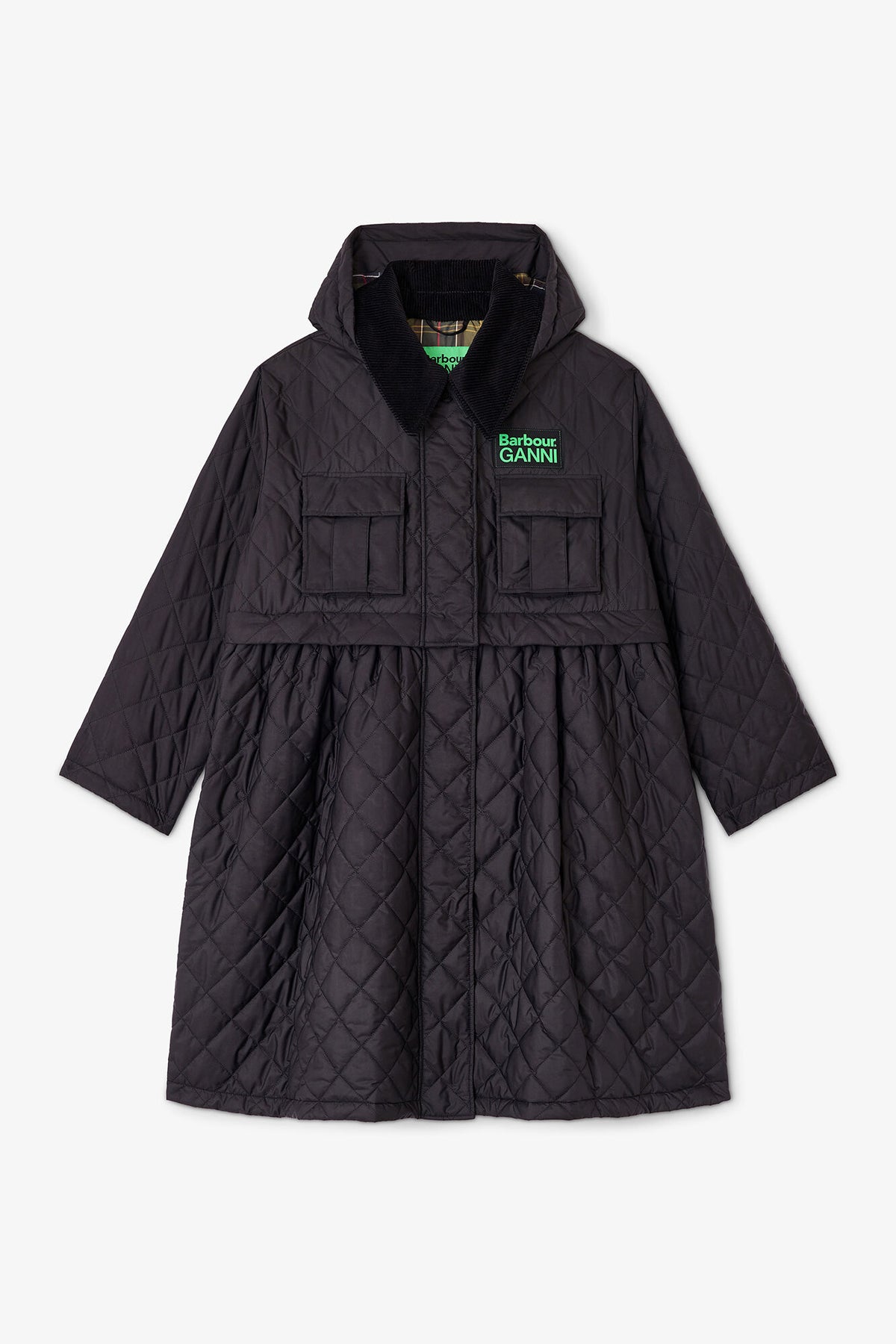 Quilted Long Coat in Black