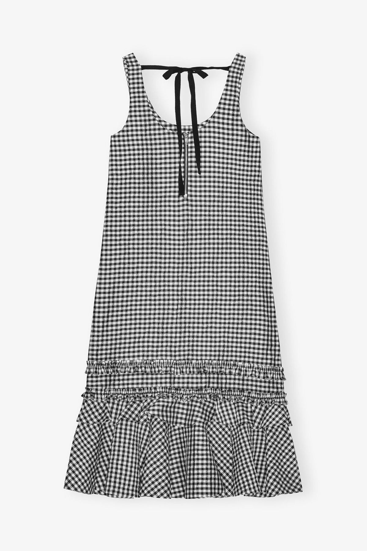 Crinkled Check Long Dress
