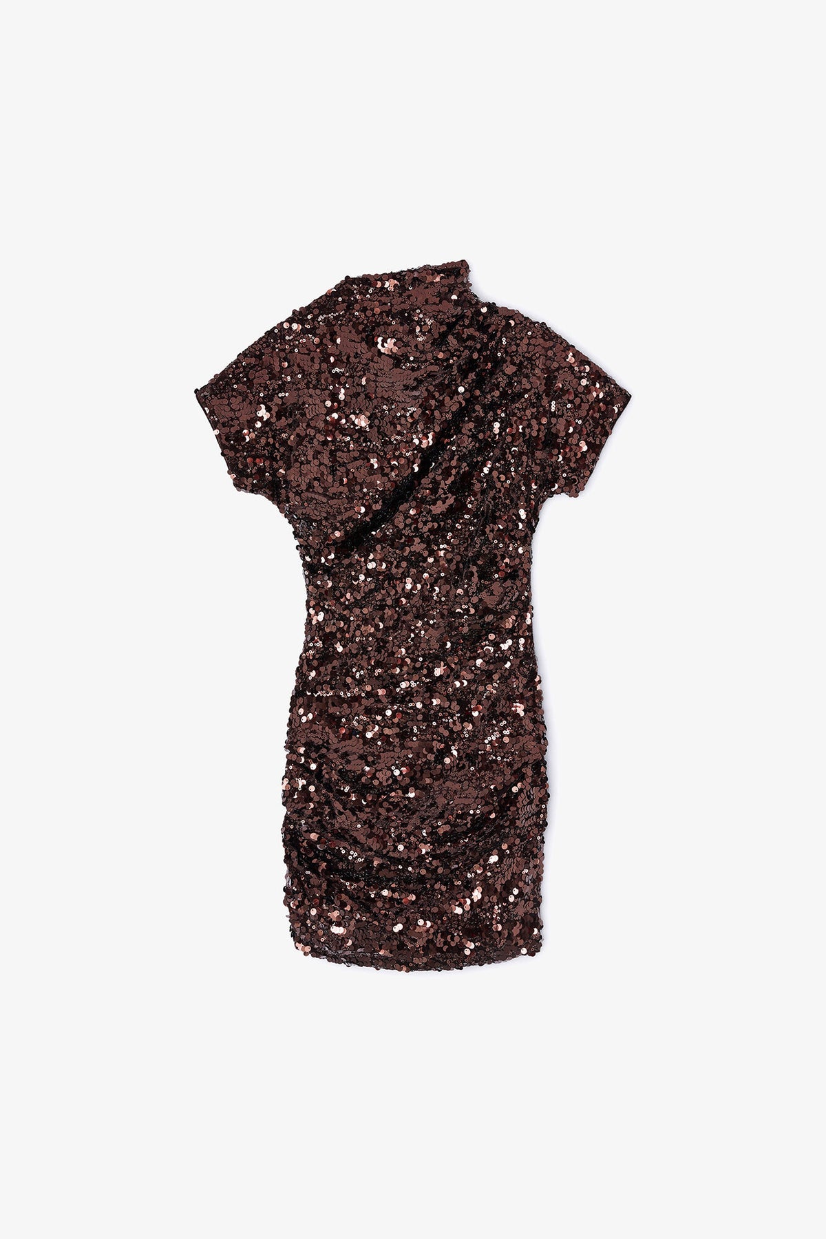 Brown Sequins Mini Dress