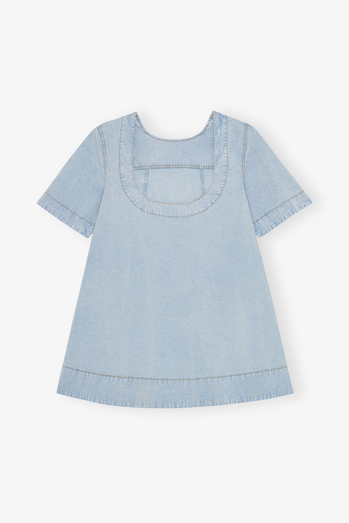 Light Blue A-line Mini Denim Dress