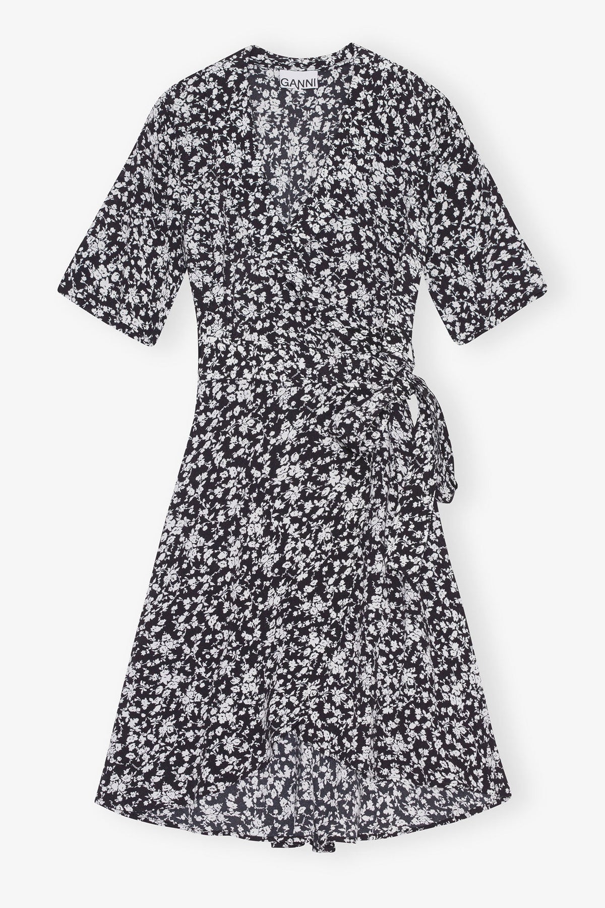 Printed Crepe Wrap Dress