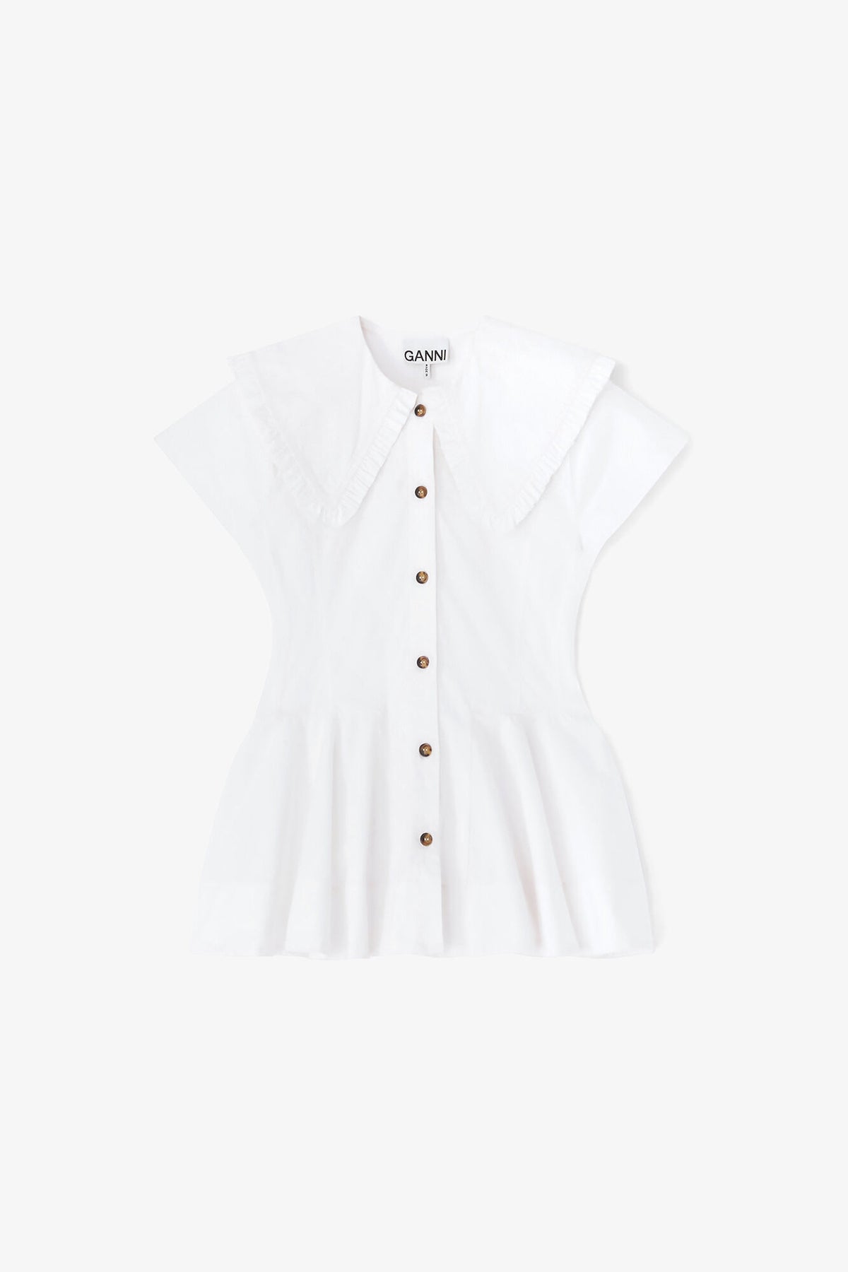 Short Cotton Ruffle Shirt