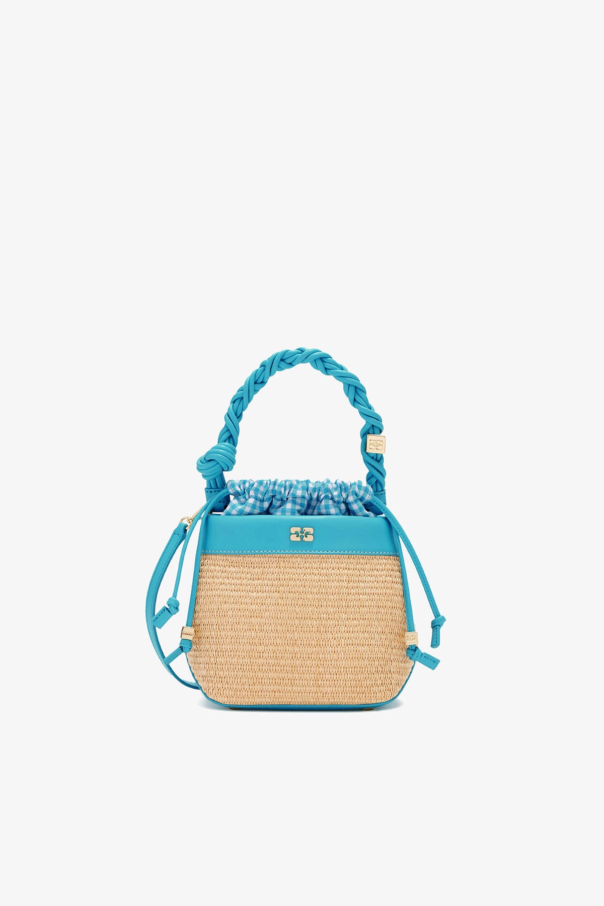 Scuba Blue Bou Bucket Bag in Raffia