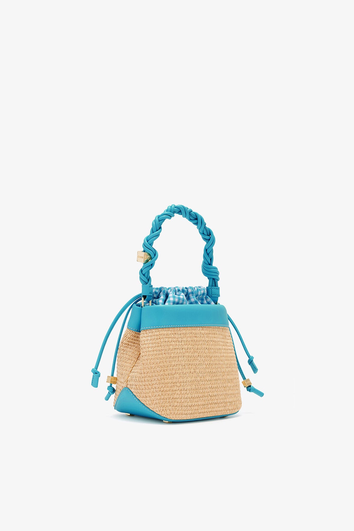 Scuba Blue Bou Bucket Bag in Raffia