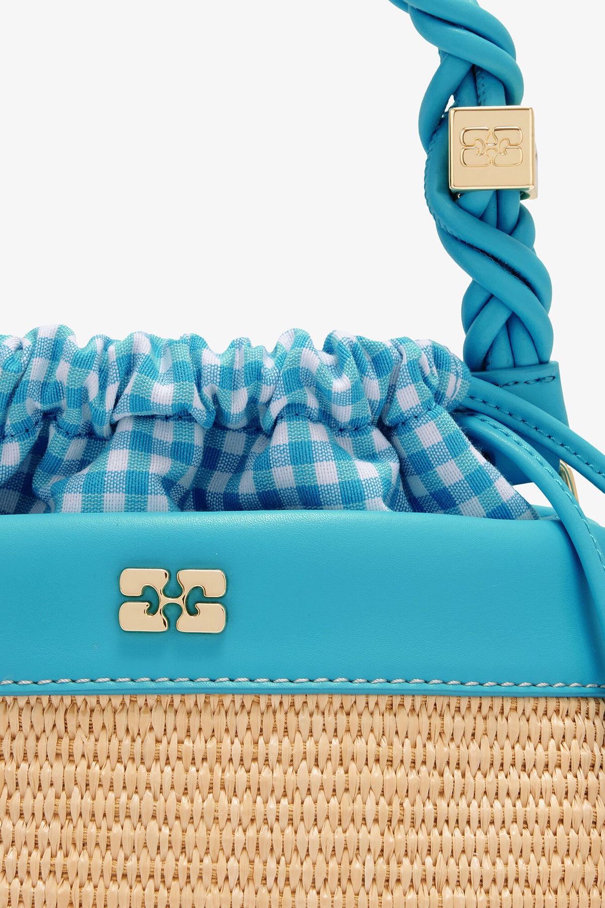 Scuba Blue Bou Bucket Bag in Raffia