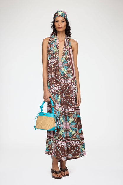 Scuba Blue Bou Bucket Bag in Raffia