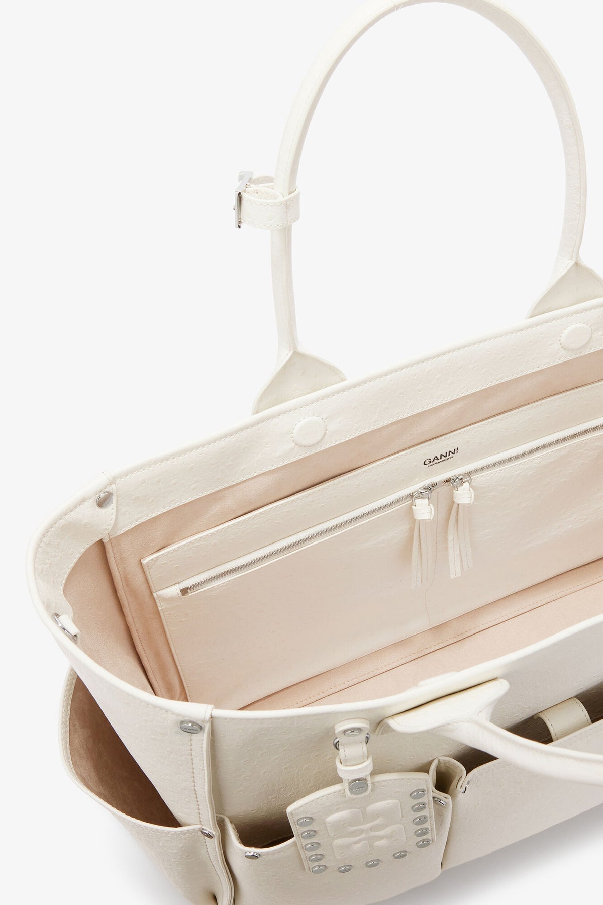 Egret Posy Bag in White Ostrich
