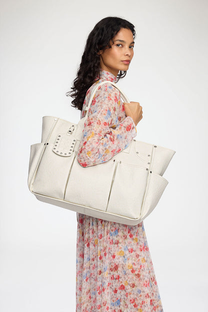 Egret Posy Bag in White Ostrich