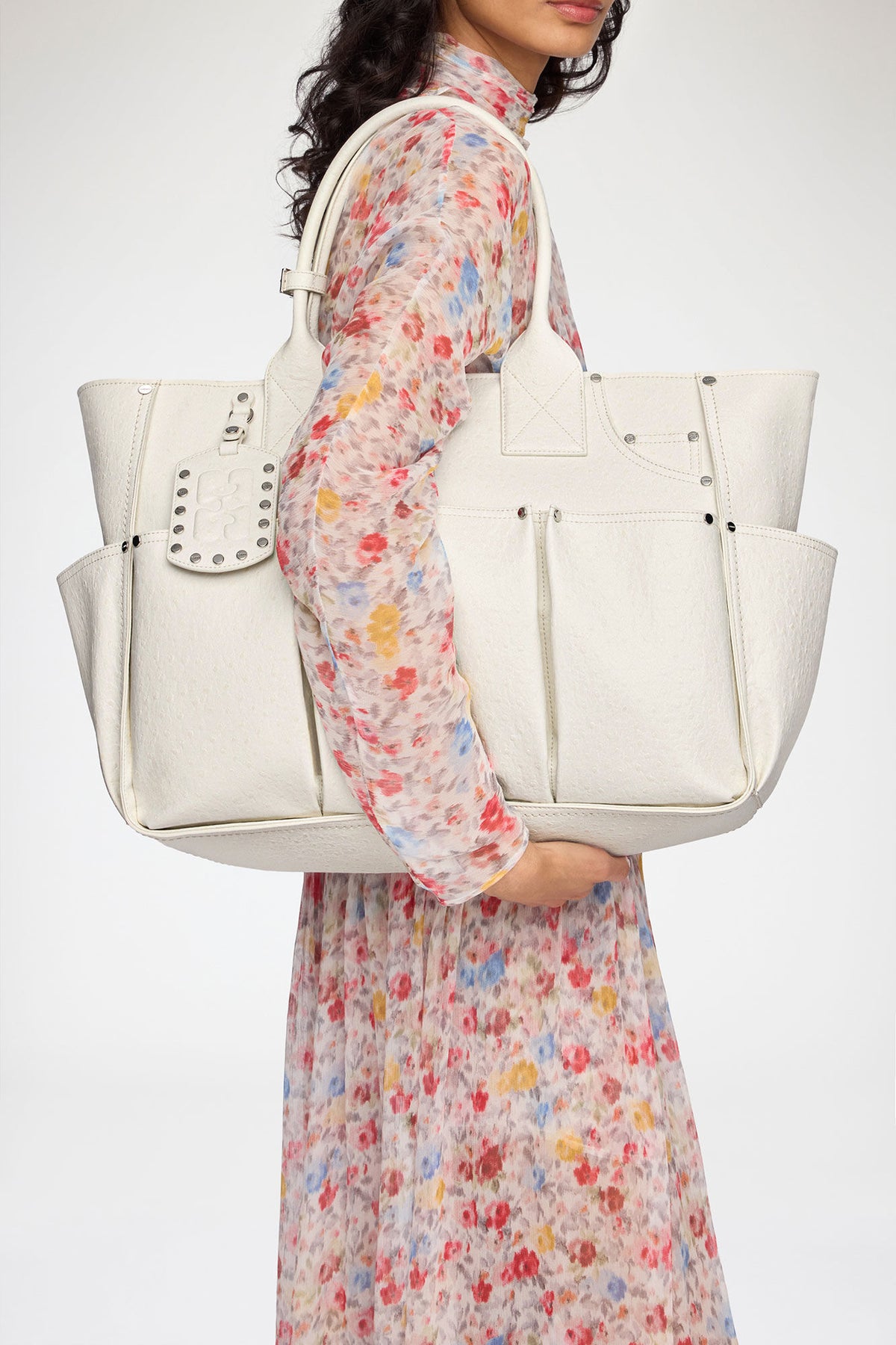 Egret Posy Bag in White Ostrich