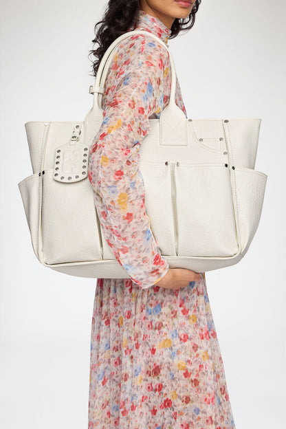 Egret Posy Bag in White Ostrich
