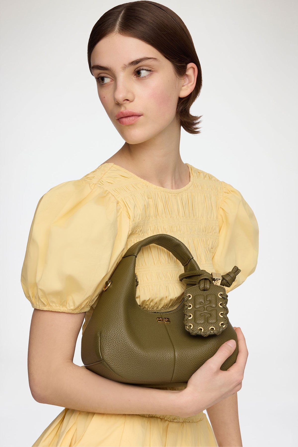 Military Olive Mini Hobo Bag in Green