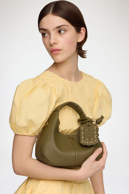 Military Olive Mini Hobo Bag in Green