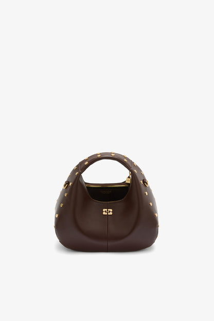 Chicory Coffee Mini Hobo Bag Studs in Brown