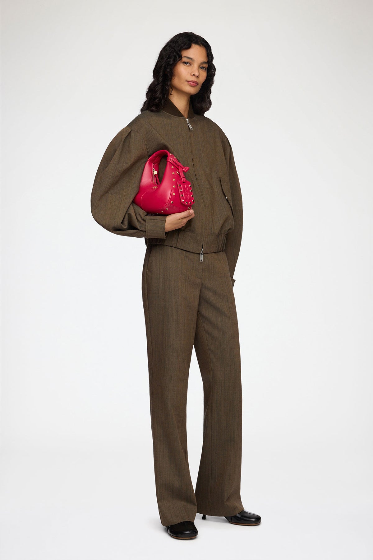Persian Red Mini Hobo Bag Studs in Red