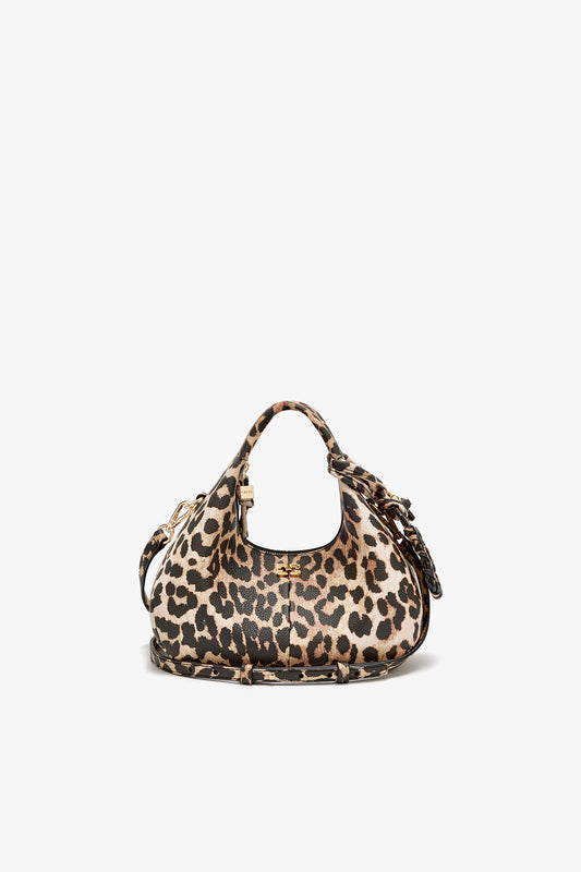 Almond Milk Mini Hobo Bag in Grained Leopard