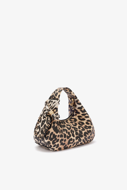 Almond Milk Mini Hobo Bag in Grained Leopard