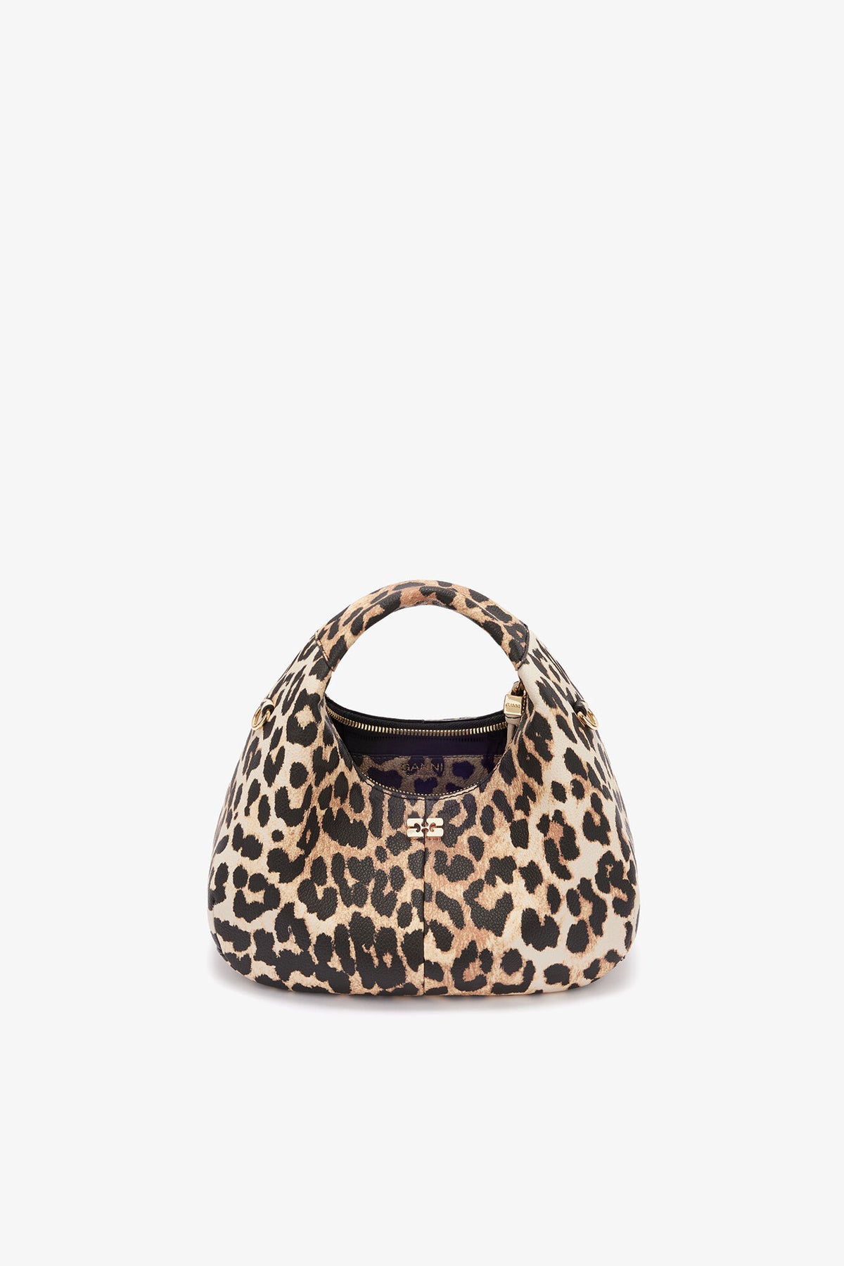 Almond Milk Mini Hobo Bag in Grained Leopard