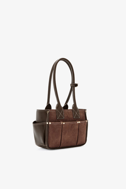 Chicory Coffee Small Posy Bag in Brown Suede