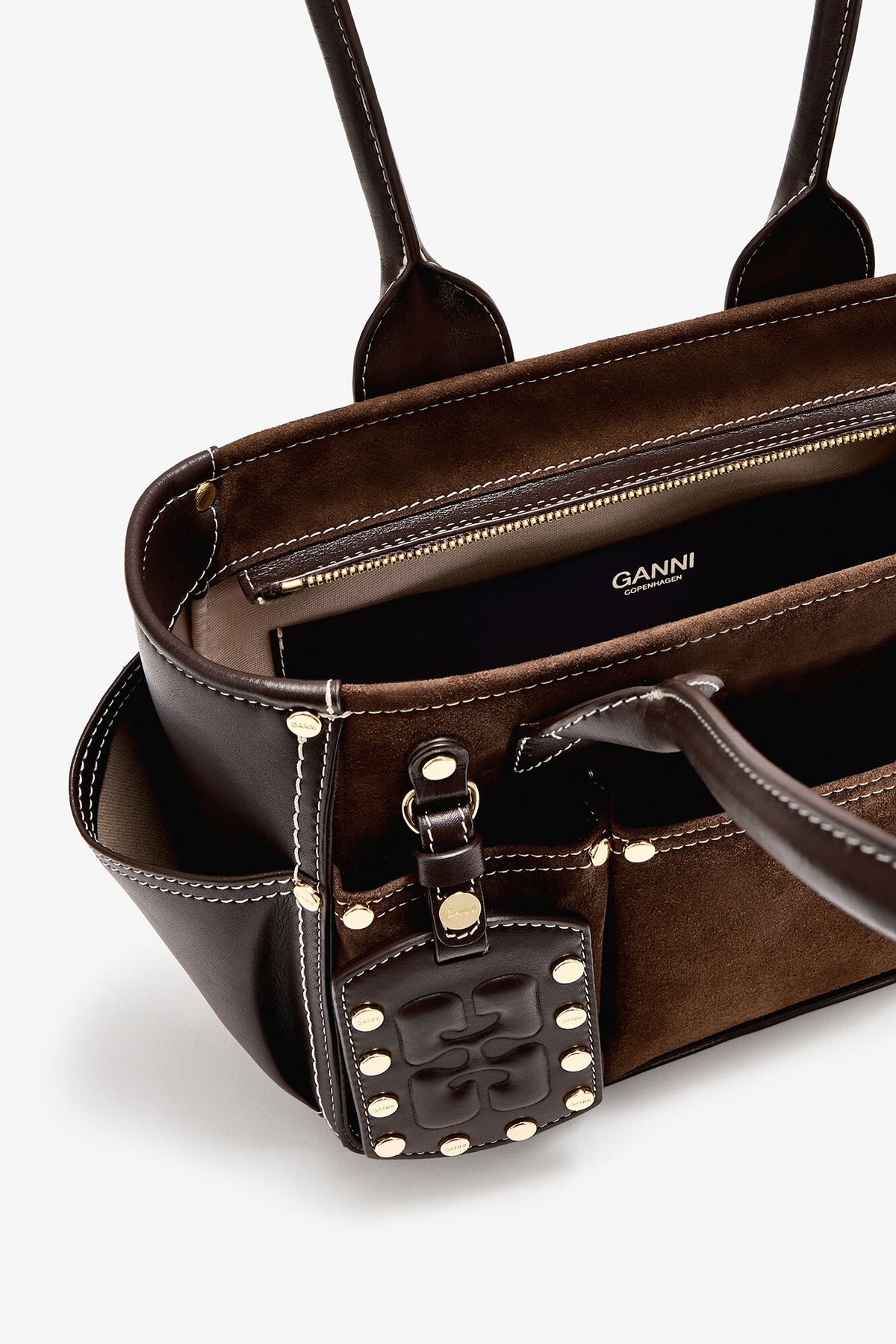 Chicory Coffee Small Posy Bag in Brown Suede