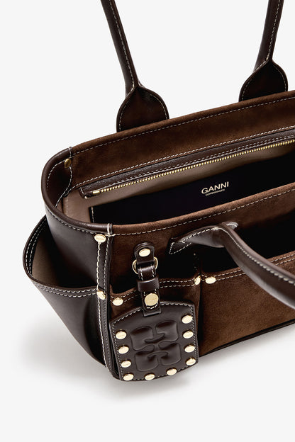 Chicory Coffee Small Posy Bag in Brown Suede
