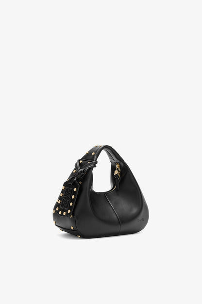 Black Mini Hobo Bag Studs in Black