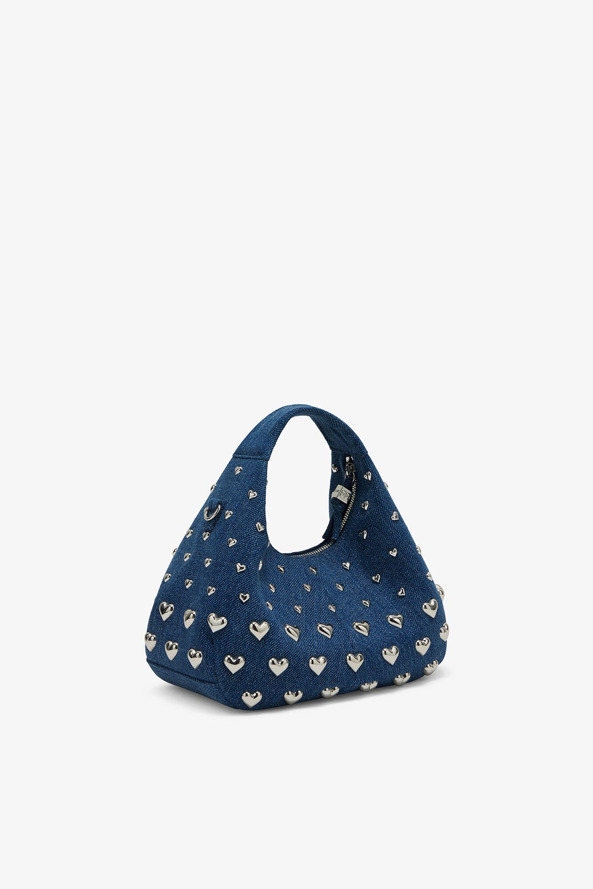 Navy Peony Denim Stud Mini Hobo Bag