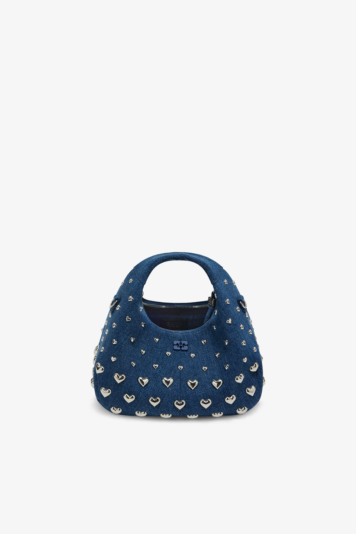 Navy Peony Denim Stud Mini Hobo Bag