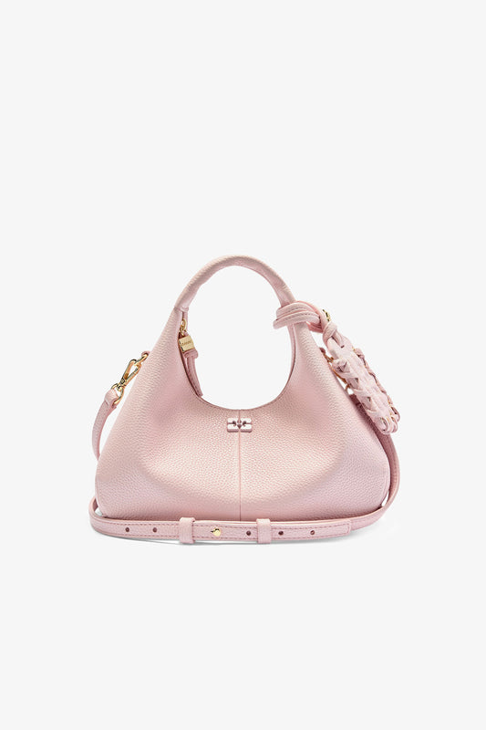 Chalk Pink Grained Mini Hobo Bag