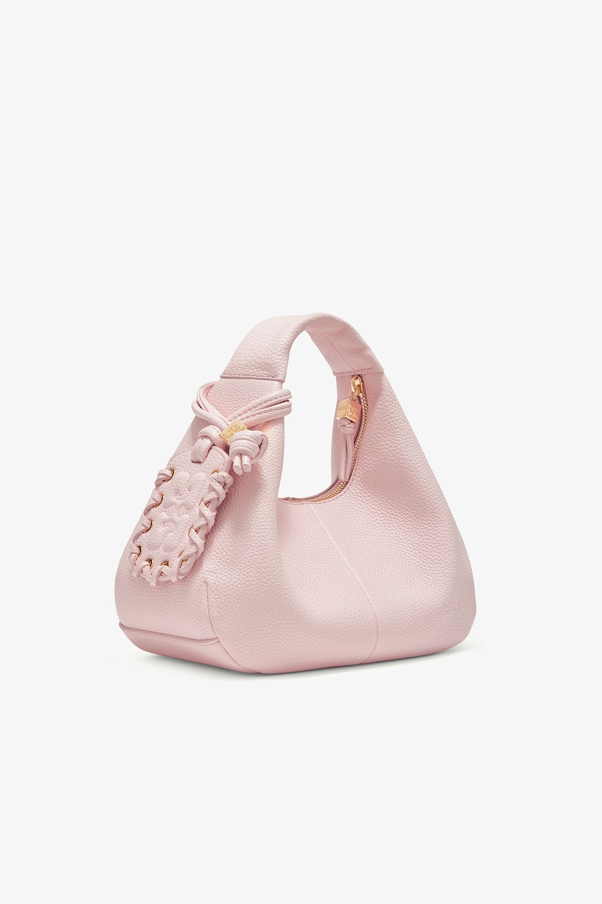 Chalk Pink Grained Mini Hobo Bag