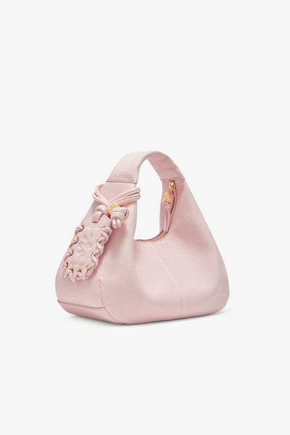 Chalk Pink Grained Mini Hobo Bag