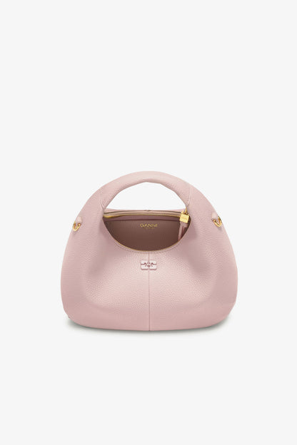 Chalk Pink Grained Mini Hobo Bag