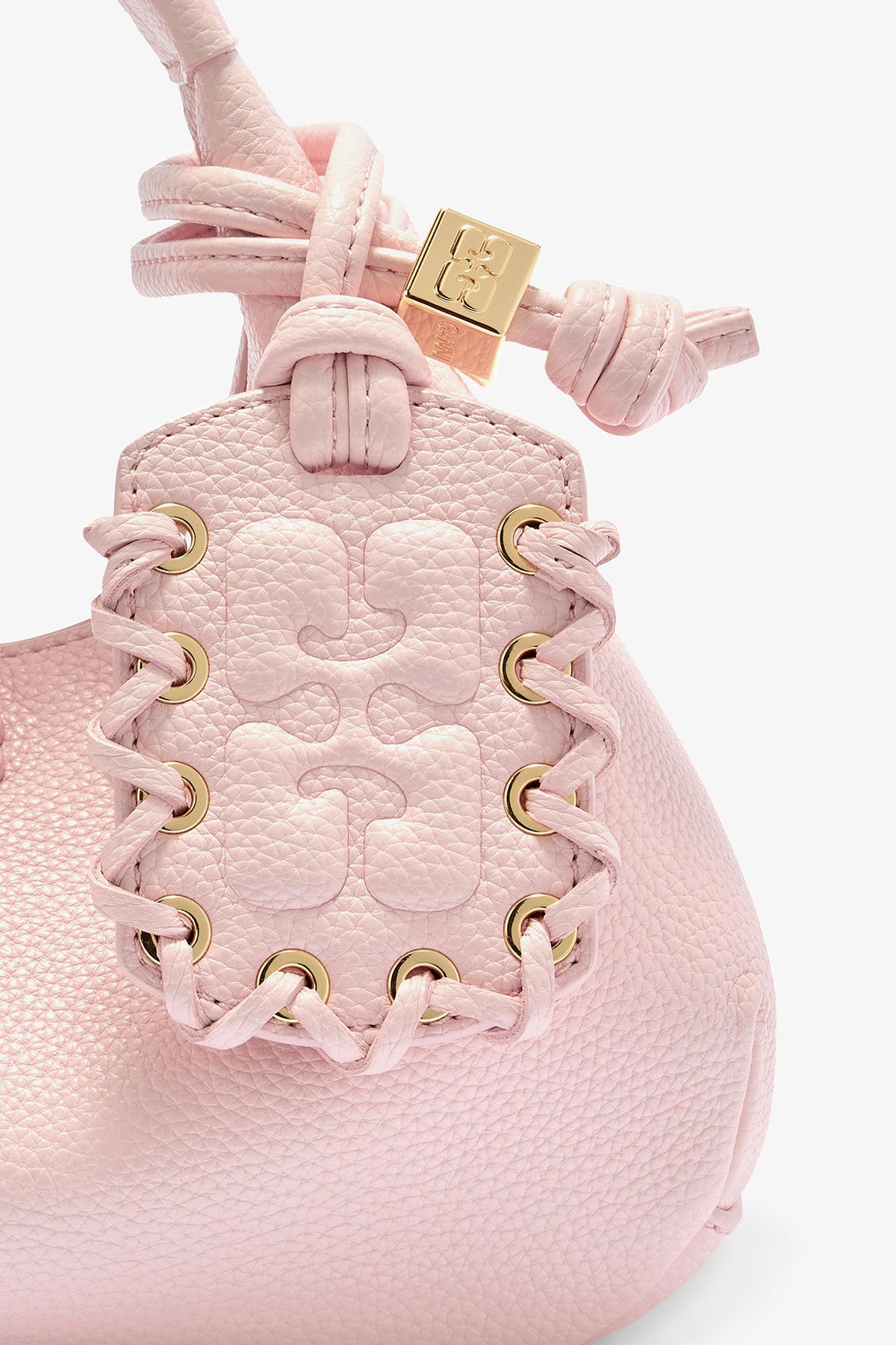 Chalk Pink Grained Mini Hobo Bag