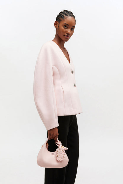Chalk Pink Grained Mini Hobo Bag