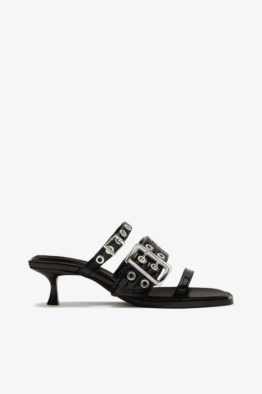 Buckle Strap Mule in Black