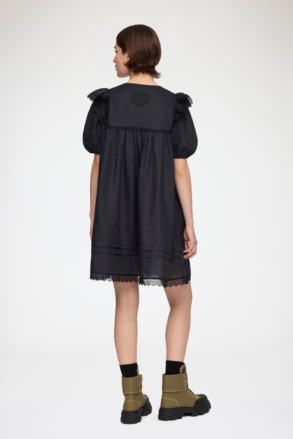 Mini Dress in Black Linen