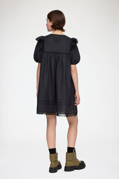 Mini Dress in Black Linen