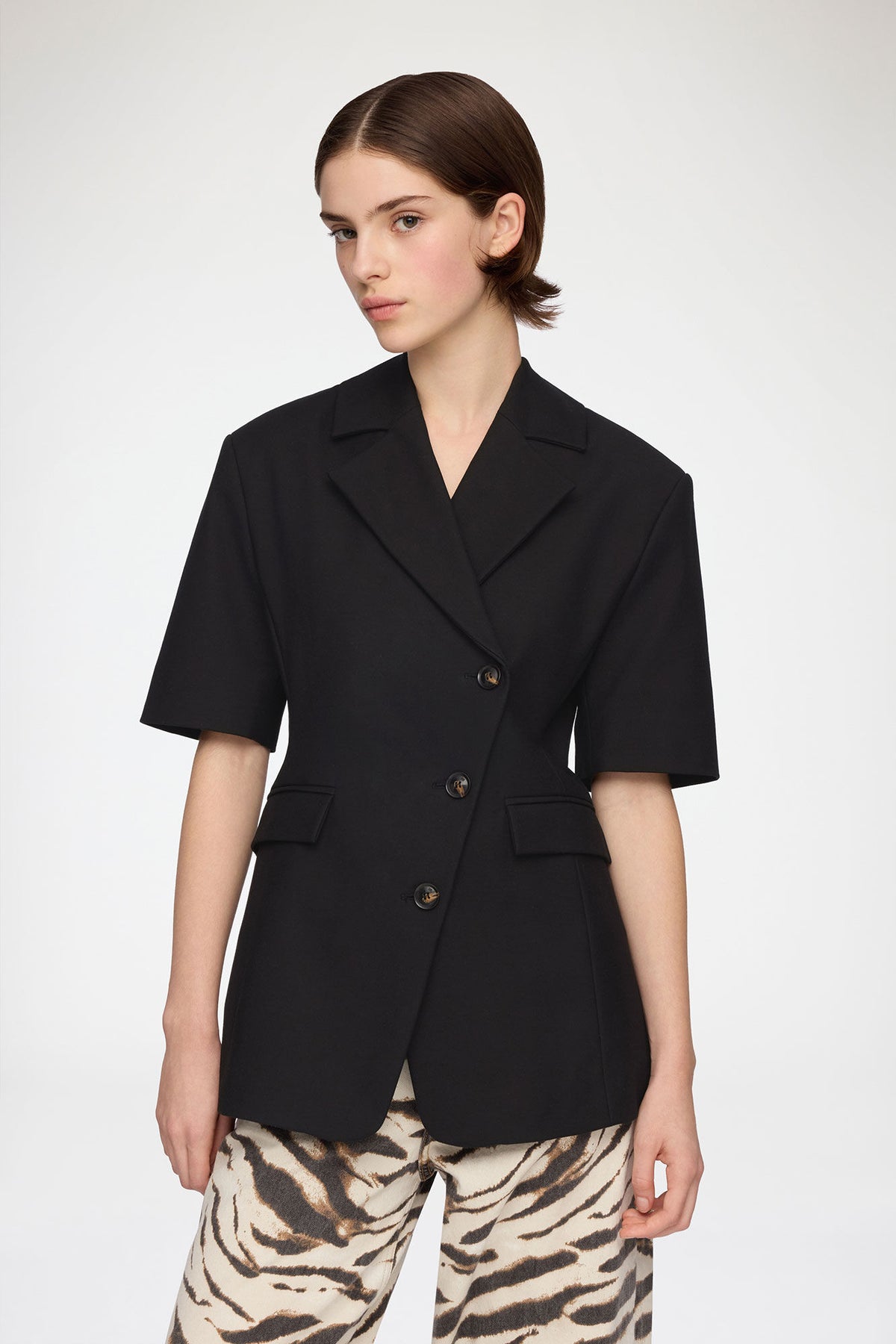 Blazer in Black Cotton Tailoring