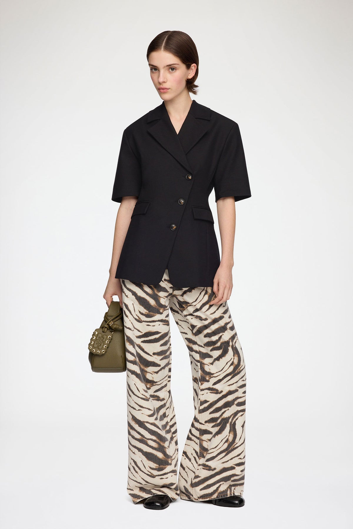 Blazer in Black Cotton Tailoring