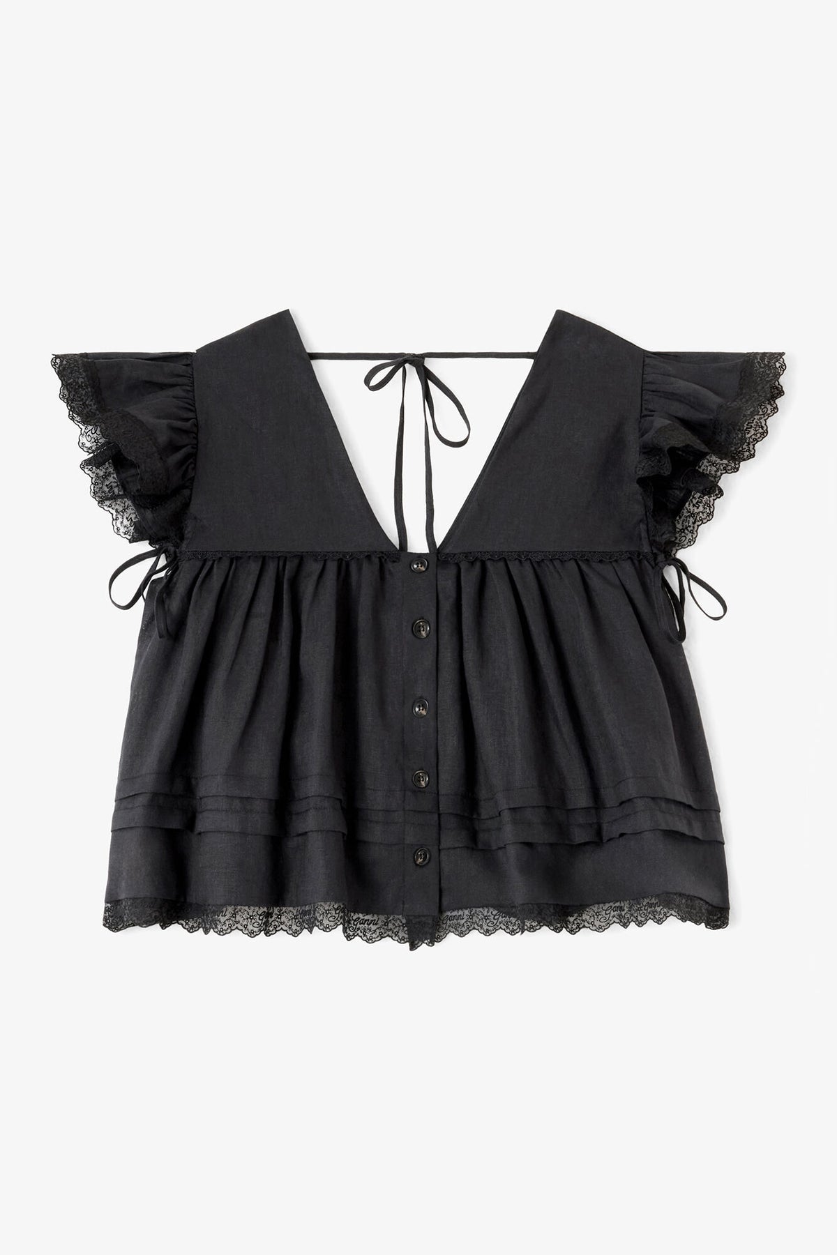 Blouse in Black Linen