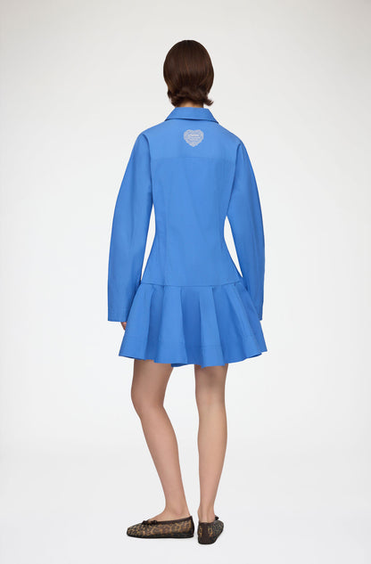 Shirt Dress in Blue Cotton