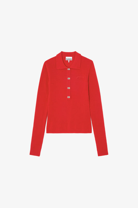 Polo Shirt in Red Merino