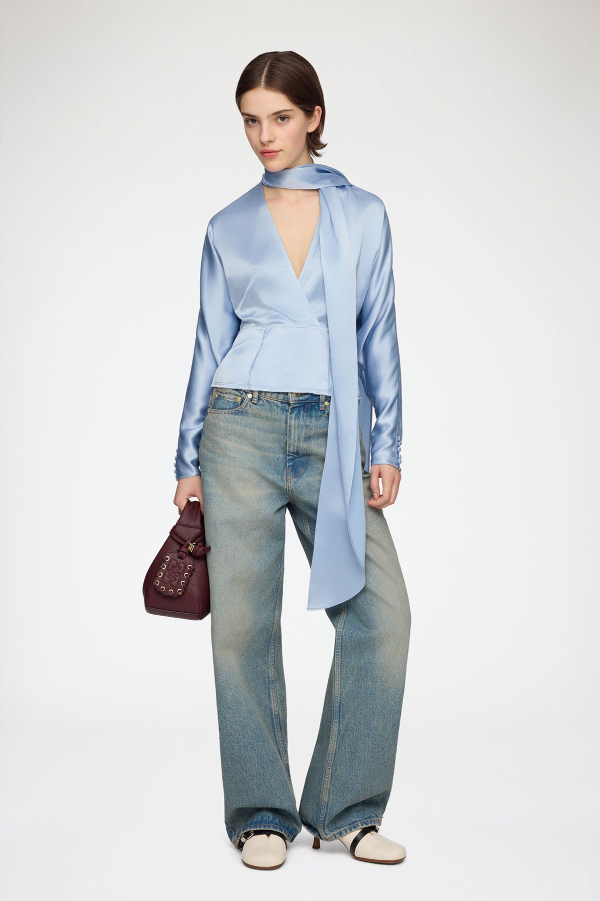 Blouse in Blue Satin