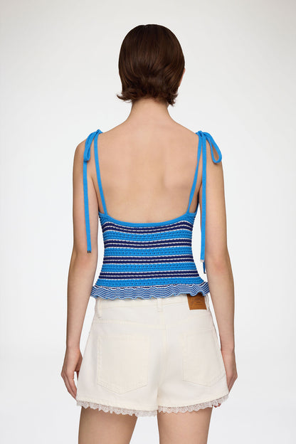 Top in Striped Pointelle