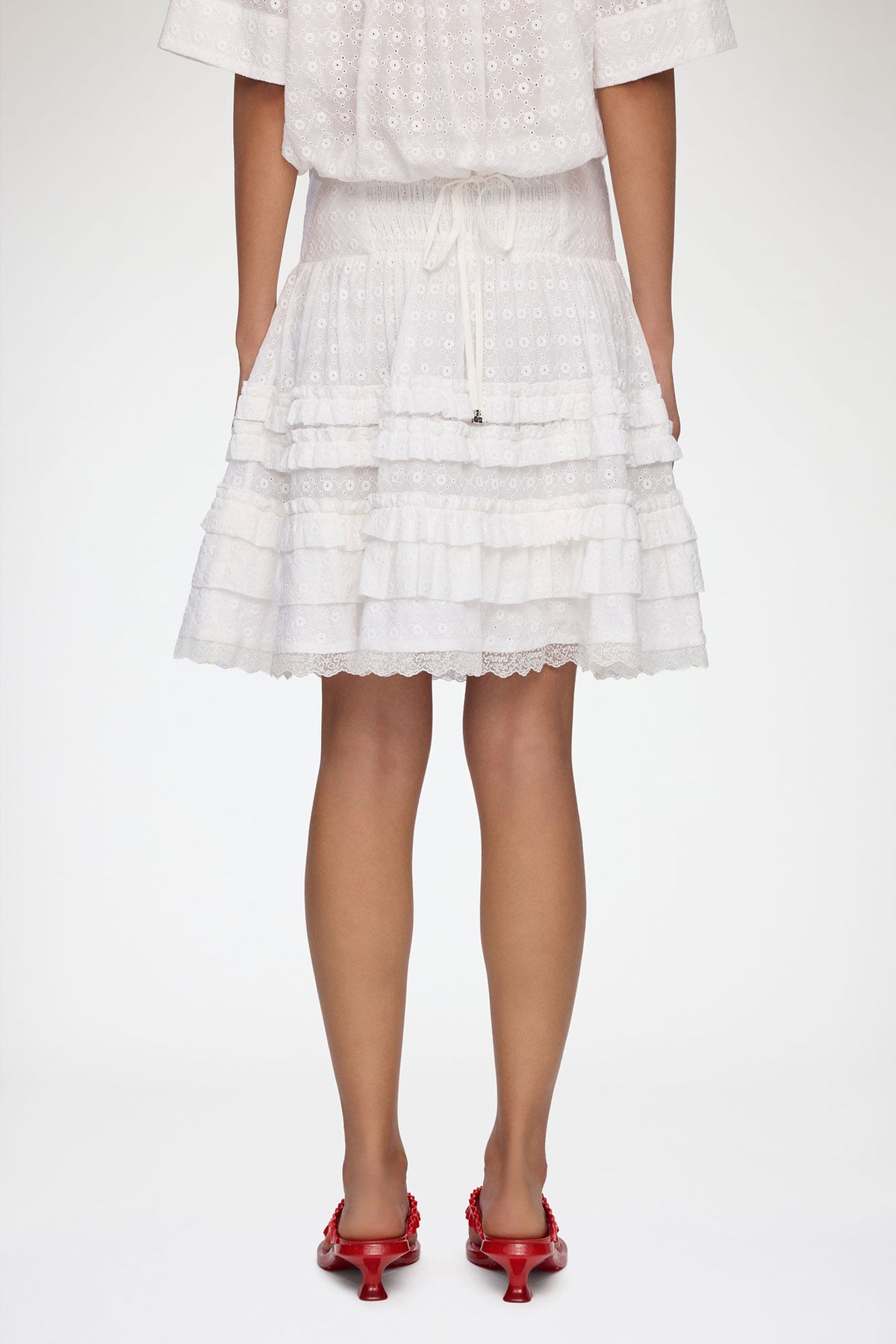 Skirt in White Broderie Anglaise