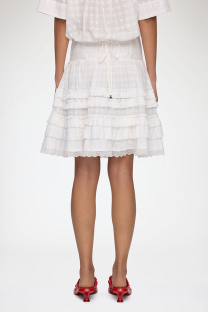 Skirt in White Broderie Anglaise