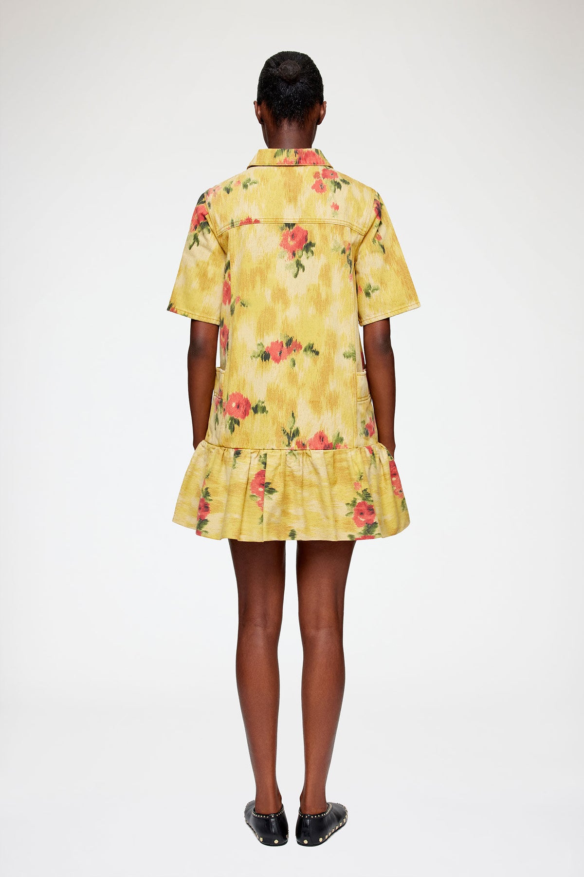 Dress in Yellow Printed Denim