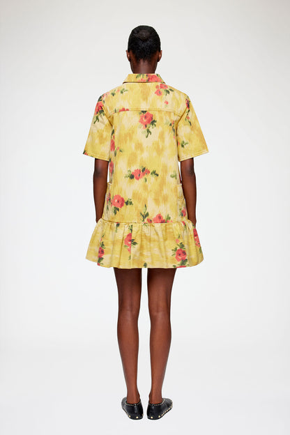 Dress in Yellow Printed Denim