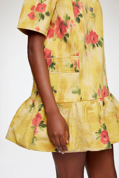 Dress in Yellow Printed Denim