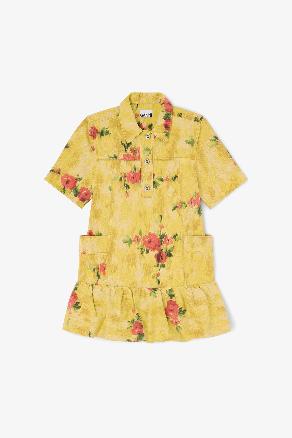 Dress in Yellow Printed Denim