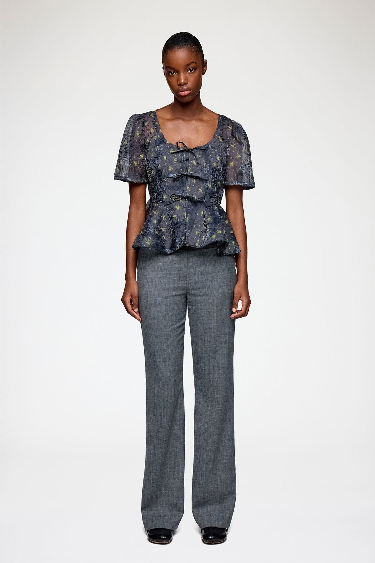 Peplum Blouse in Shibori Organza